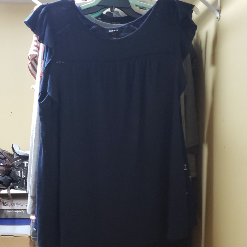 Torrid Blue Flutter Sleeve Top